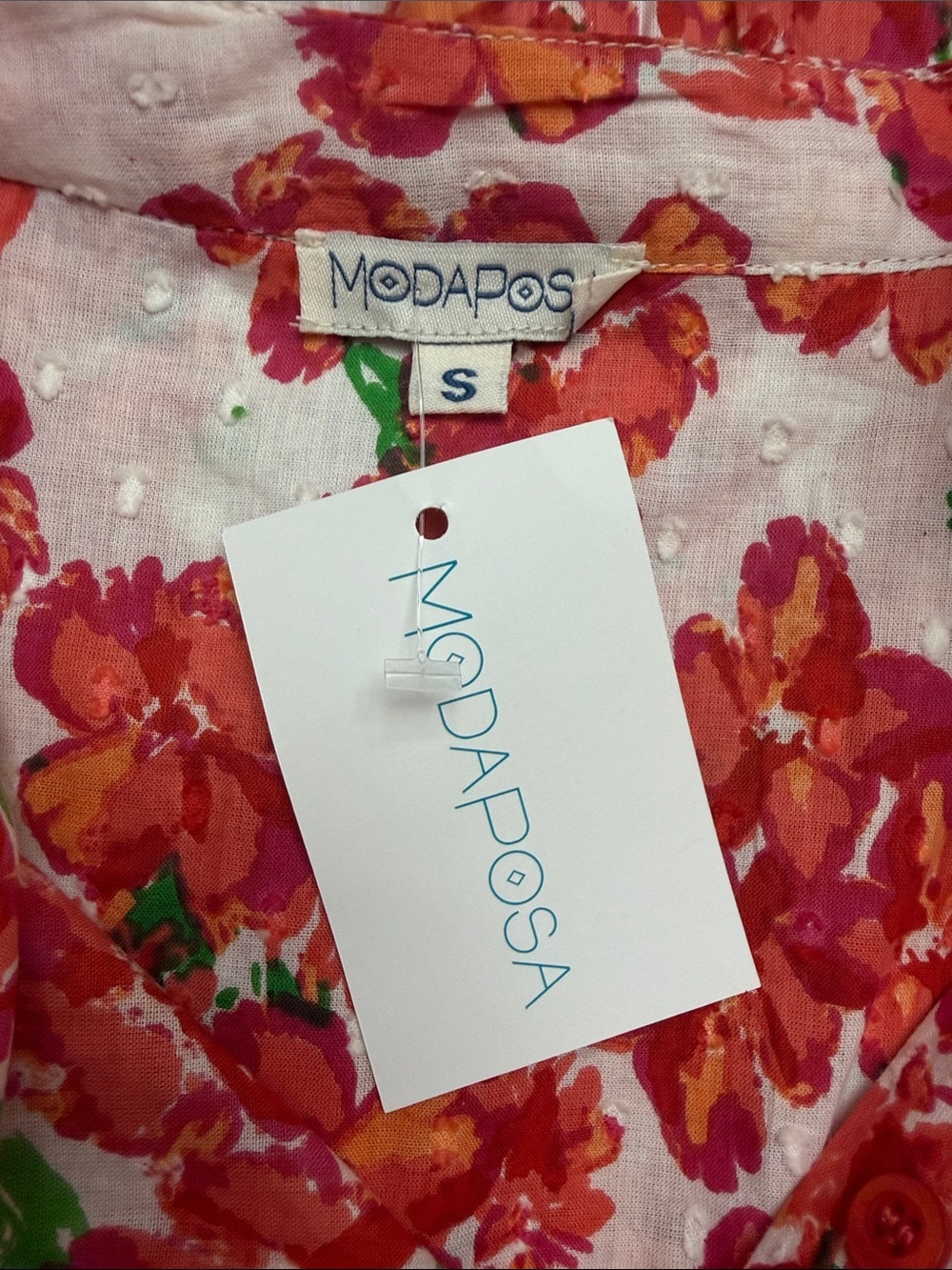 Red Floral Tie-Waist Mini Dress - Picture 11 of 13
